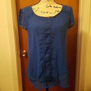EUC LC Lauren Conrad Blue Dotted Blouse